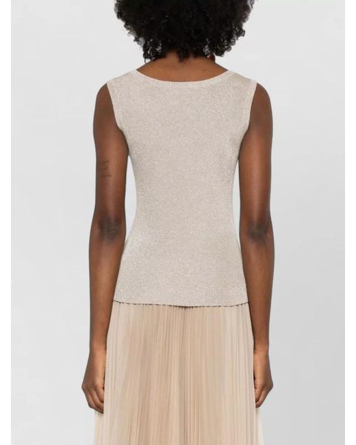 Fabiana Filippi Natural Metallic Scoop Neck Sleeveless Tank Top