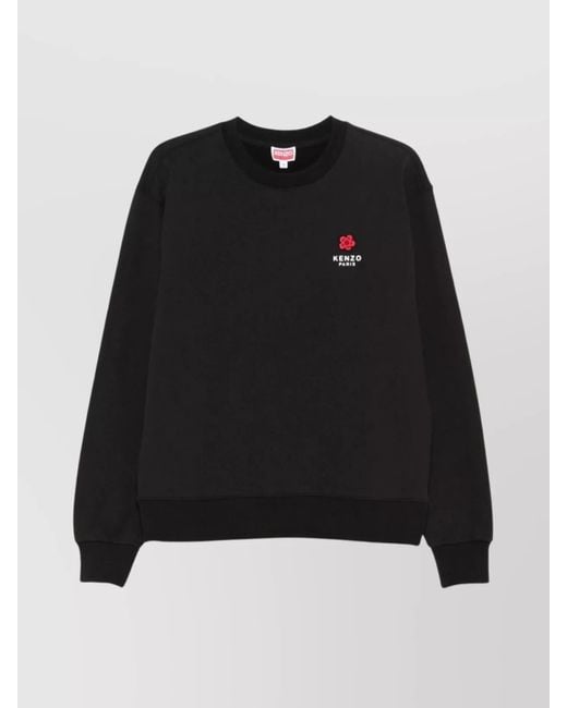 KENZO Black Cotton Ribbed Crewneck Sweatshirt for men