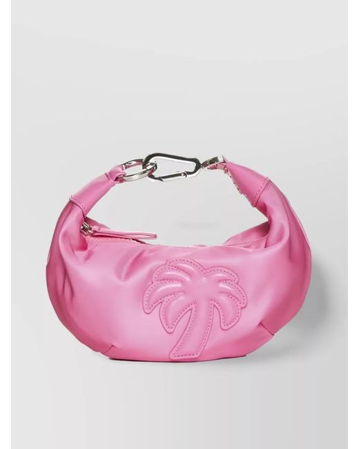 Palm Angels Pink Big Palm Logo-Embossed Clutch With Design