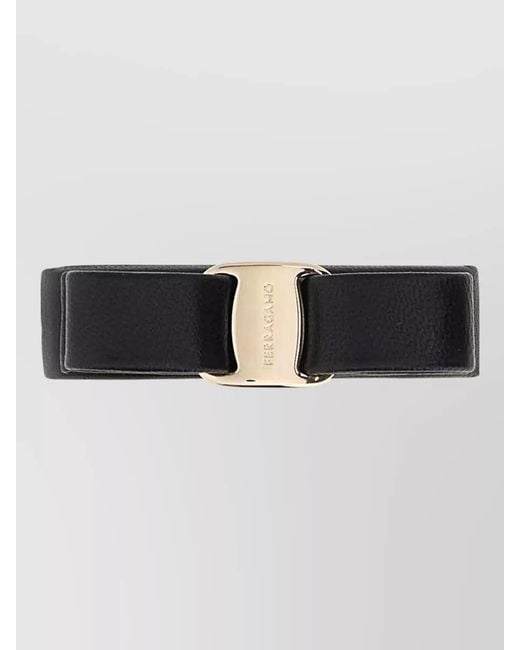 Ferragamo Black Leather Hair Clip