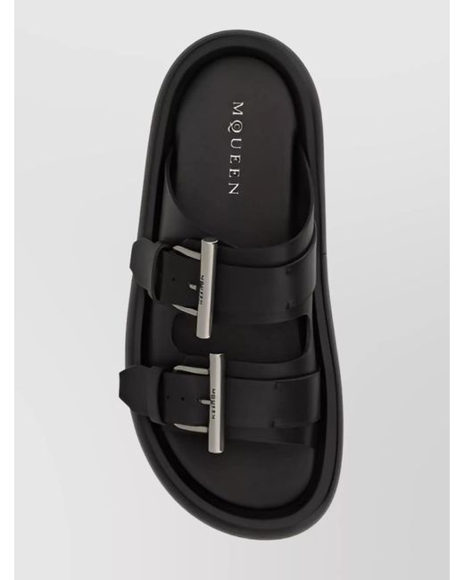McQueen Black Leather Sandals for men