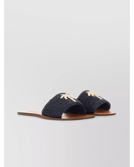 Manebí Blue Raffia Slide Sandals