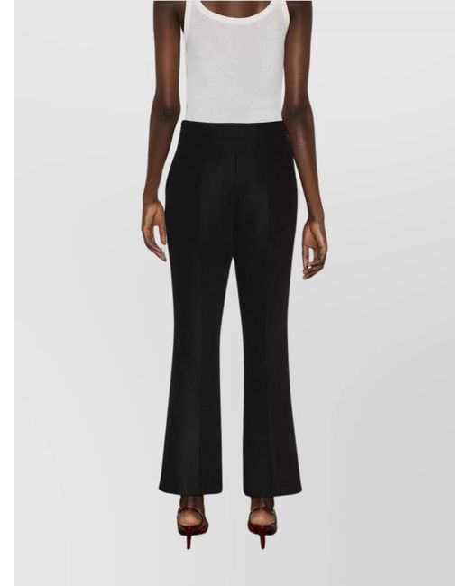 Gucci Black Wool Mohair Cropped Flared Trousers