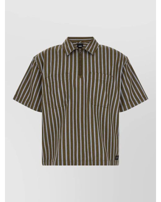 Vans Multicolor Cropped Zip Shirt Striped Short Sleeve Collar for men