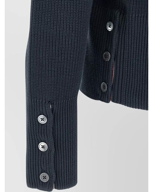 Thom Browne Blue Cotton 4-Bar Sweater for men