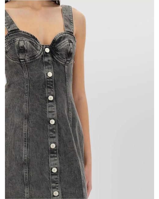 Moschino Gray Denim Slim-Fit Midi Dress
