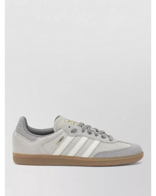 Adidas Originals Gray Samba Og Low Profile Rubber Sole Sneakers for men