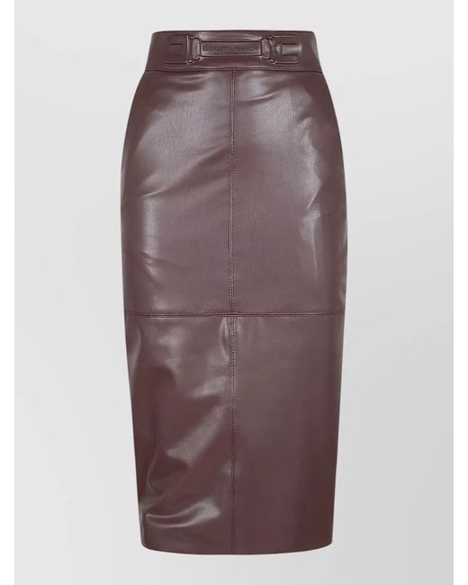 Elisabetta Franchi Brown High Waist Midi Skirt Back Slit