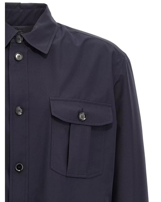 Brioni Blue Silk Vagabond Shirt Jacket for men