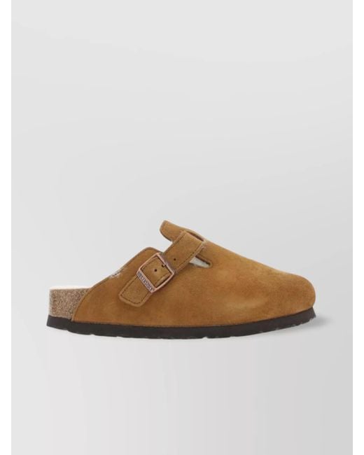 Birkenstock Brown Shearling Suede Slippers