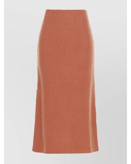 Chloé Brown Cashmere Knit Long Skirt