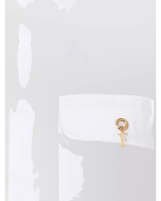 Elisabetta Franchi White Cropped Cotton Long-Sleeve Shirt