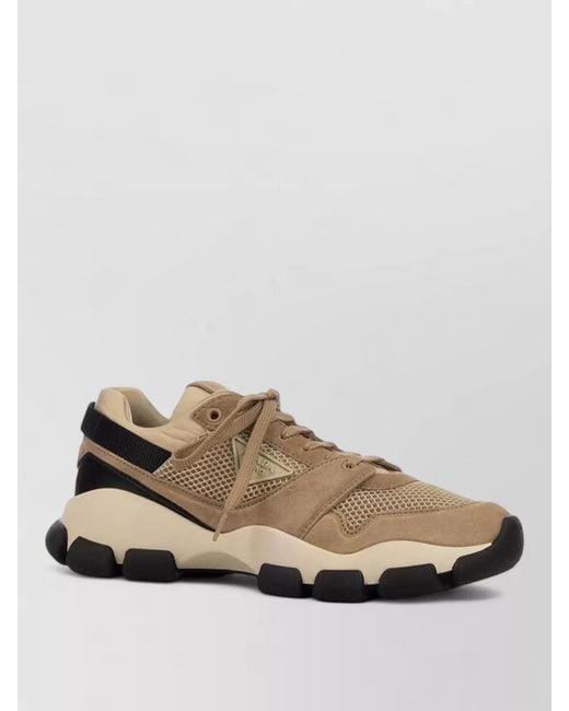 Prada Multicolor Lace Up Mesh Sneakers Rubber Sole Detail