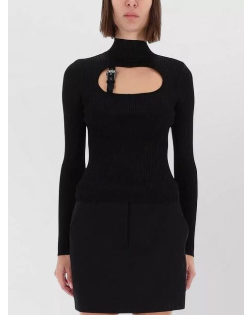 Versace Jeans Couture Black Knit Top Buckle Detail Cut Out