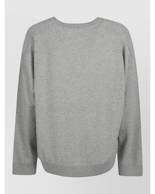 ARMARIUM Gray Cashmere Crewneck Sweater Long Sleeves Ribbed Hem