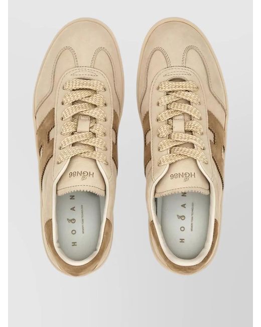 Hogan Natural Retro Lace Up Sneakers Nubuck Cupsole