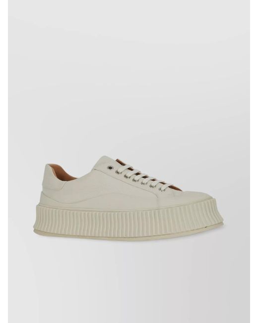 Jil Sander White Canvas Low-Top Sneakers