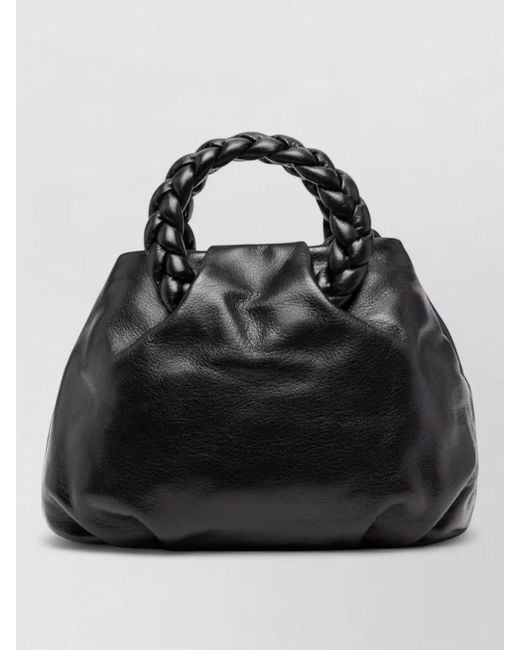 Hereu Black Medium Leather Tote Braided Top Handles