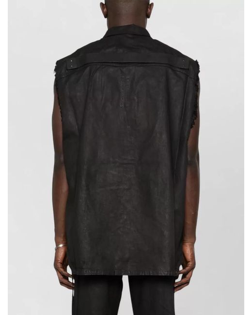 Rick Owens Black Fringed Cotton Shirt Jacket for men