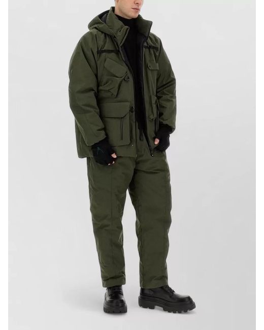 South2 West8 Green Nanga Hooded High Collar Utility Jacket for men
