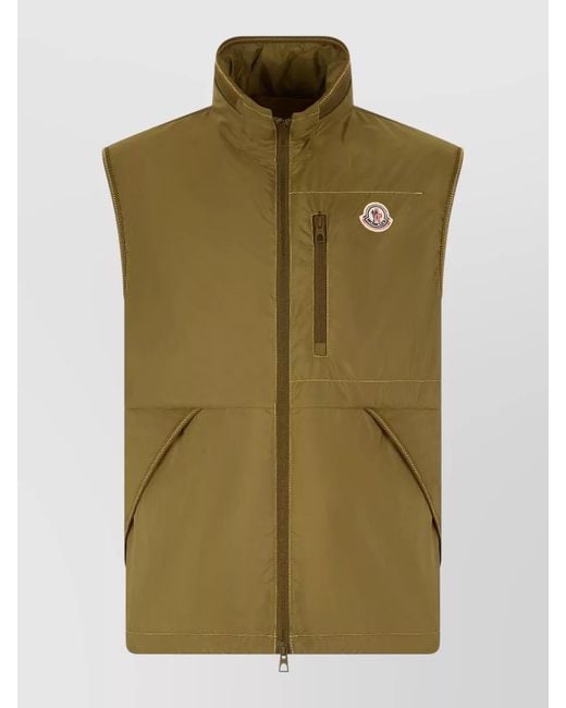 Moncler Green Ansiei Technical Sleeveless Vest High Collar for men