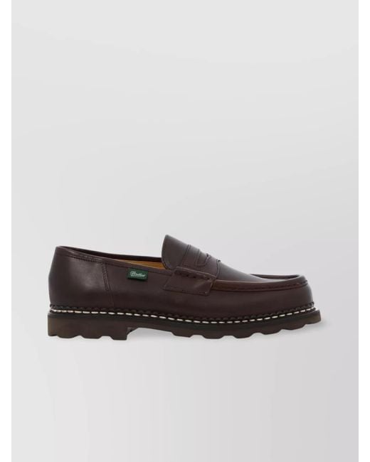Paraboot Brown Loafers Penny Strap Round Toe for men