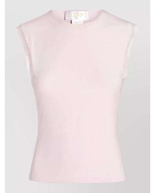 Genny Pink Jersey Top Round Neck Sleeveless Cut
