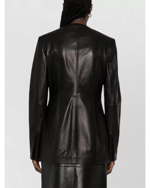Totême Black Leather Coat