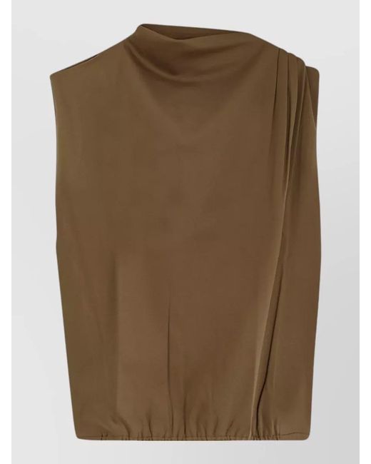 Soeur Brown Idris Organic Cotton Draped Sleeveless Top