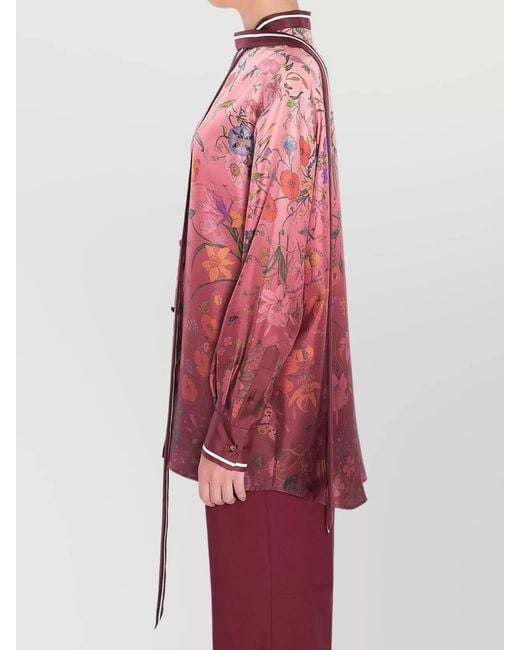 Gucci Red Silk Shirt With Flora Print