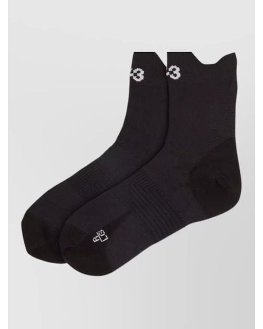 Y-3 Black Y 3 Ankle Length Ribbed Socks