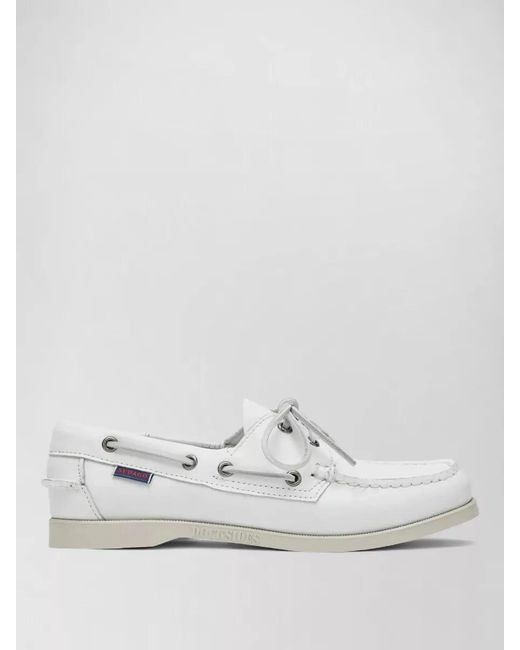 Sebago White Lace Up Shoes Eyelet Detailing Rubber Sole