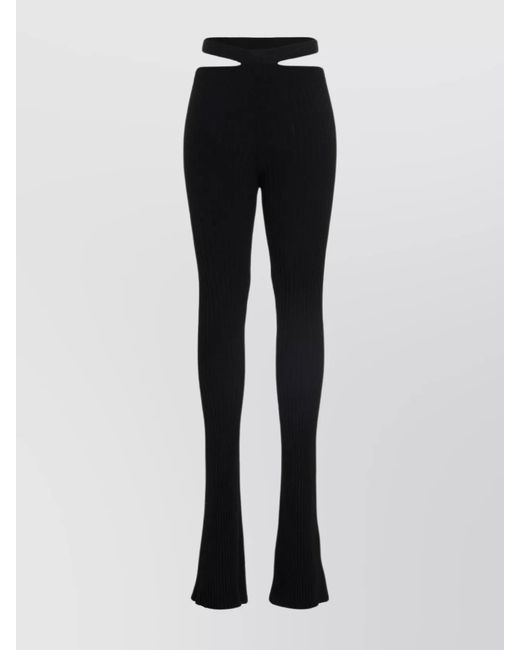 ANDREADAMO Black Ribbed Flared Trousers