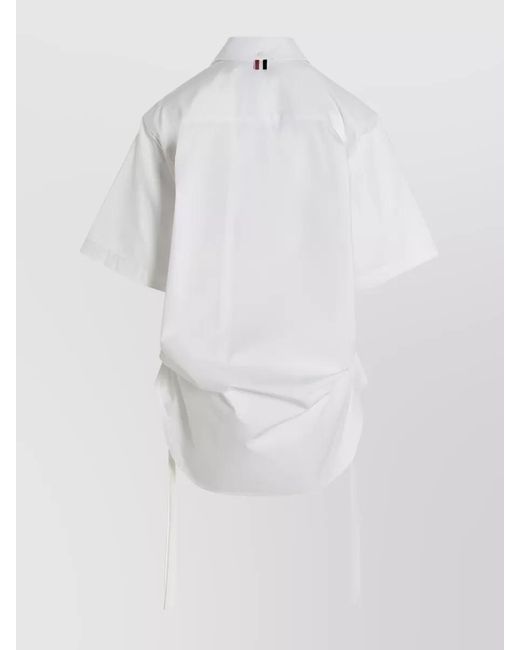 Thom Browne White Cotton Poplin Shirt Mini Dress