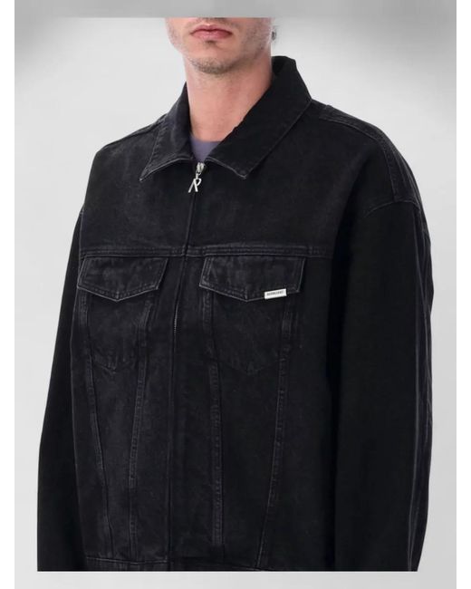 Represent Black R4 Denim Jacket Collared Neck Front Pockets for men