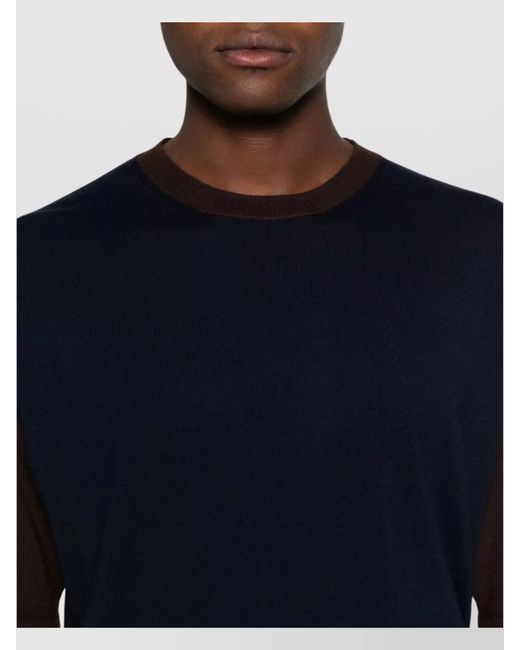 Lanvin Blue Wool Colour-Block Short-Sleeve T-Shirt for men