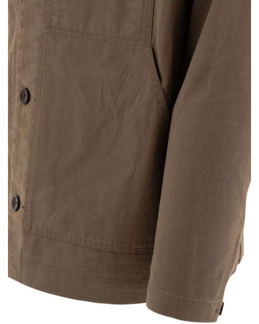 Vince Brown Cotton And Linen Utility Jacket for men