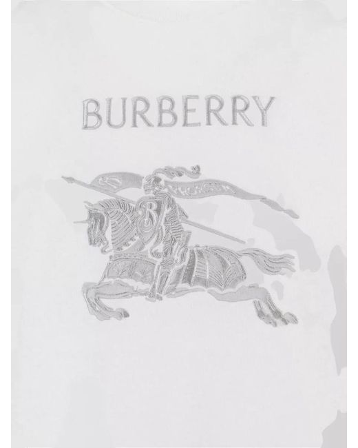 Burberry White Crew Neck Graphic Print Short Sleeve T Shirt for men