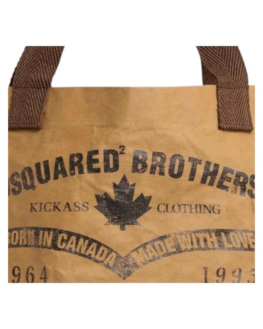 DSquared² Natural Shopping Tote Bag Printed Design Dual Handles for men