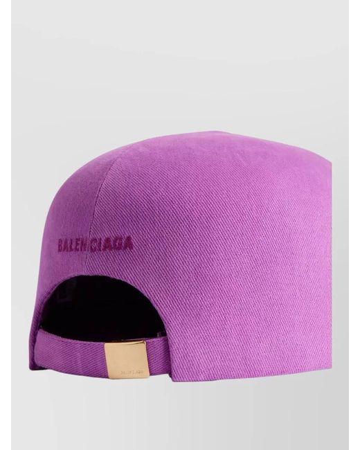 Balenciaga Purple Logo Cotton Drill Rounded Cap Curved Brim