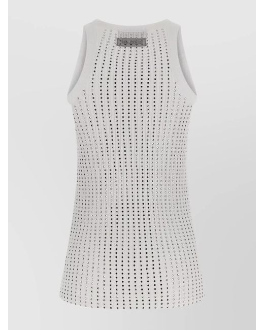 The Attico White Rhinestone Tank Top