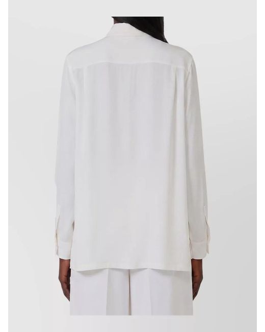 Max Mara White Silk Crepe De Chine Long Sleeve Shirt