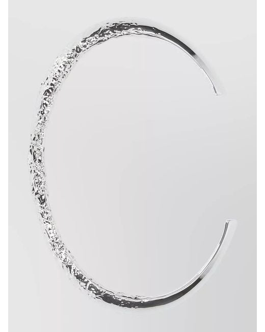 MM6 by Maison Margiela White Metallic Finish Open Cuff Textured Bracelet