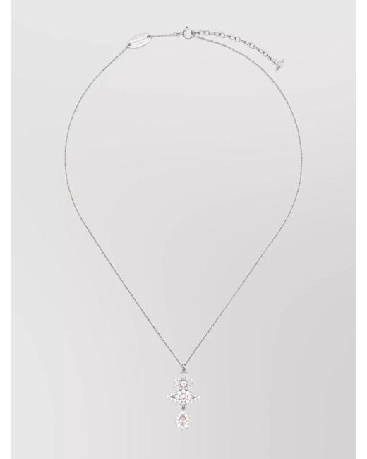 Vivienne Westwood White Chain Necklace With Gemstone Pendant Design