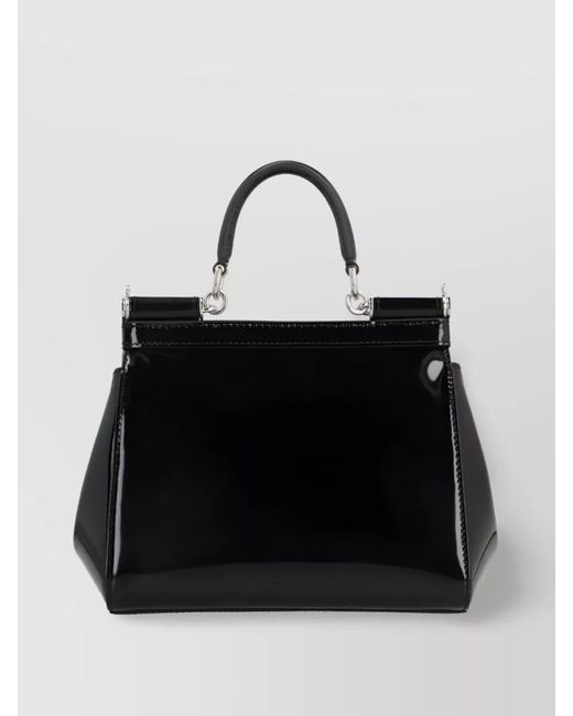 Dolce & Gabbana Black Sicily Kim Luxe Calf Leather Tote