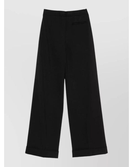 Semicouture Black Coline Trousers High Waist Wide Leg Cuffs