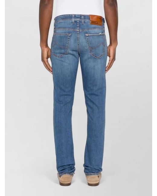Jacob Cohen Blue Slim Fit Denim Trousers Faded Effect for men
