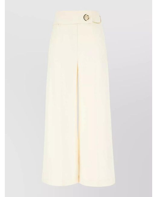 SIMONA CORSELLINI White High Waist Stretch Cropped Wide Leg Pants