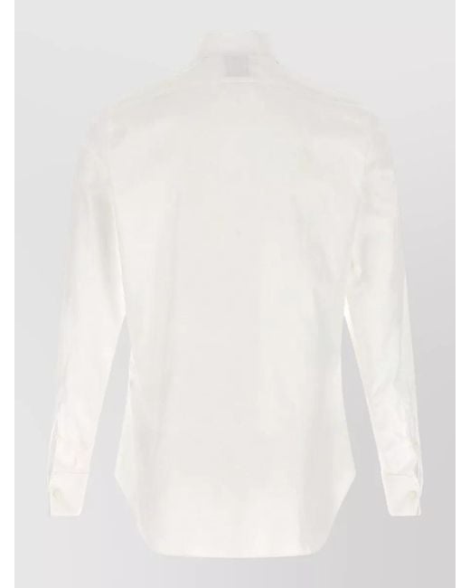 Finamore 1925 White Eduardo Shirt Buttoned Cuffs Pleated Front Collar for men