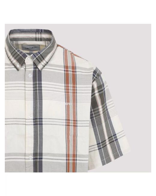 Carhartt White Checked Short-Sleeve Loose-Fit Shirt for men